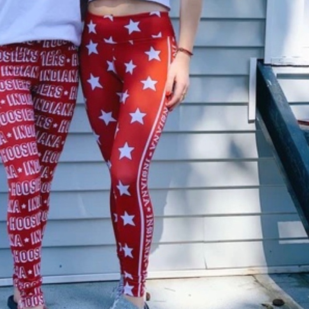 New Corey Paige Red White Indiana University Hoosiers Star Game Day Leggings XS